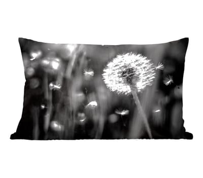 Sierkussens - Kussentjes Woonkamer - 50x30 cm - Paardenbloem - Zwart - Wit - Plant