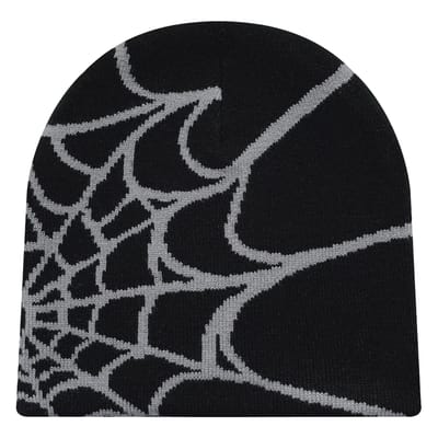 Bonnet Tricoté Style Gothique Motif Araignée, Bonnet d'Hiver Chaud pour Femme, Bonnet Décontracté pour Homme, Bonnet Tricoté d'Extérieur gray