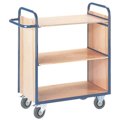 Etagewagen met 2 wanden 100x50 cm houten laadvlak