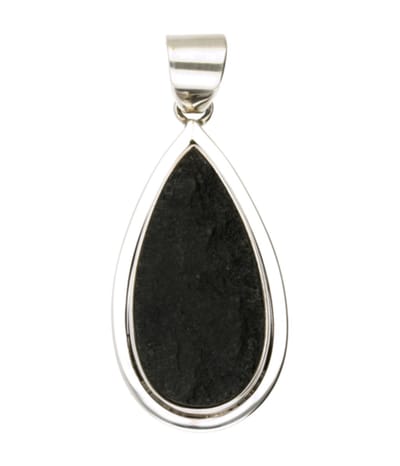 Zilveren Zwarte Jade edelsteen druppel groot hanger