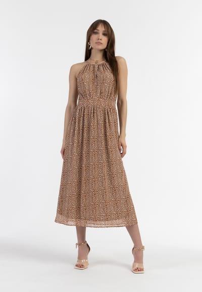 Faina Midi-jurk van chiffon Dames Kameel Wit
