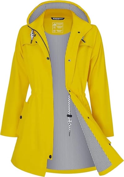 Daity Regenjas dames lang | waterdicht en ademend met capuchon voor buiten - Maat S