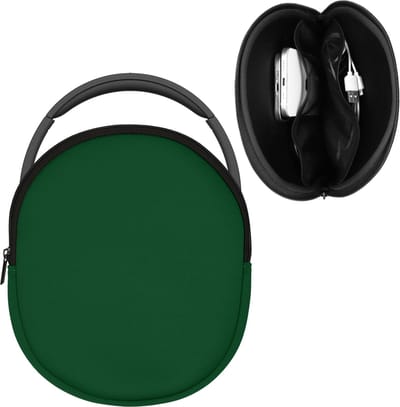 kwmobile headset hoes geschikt voor DOQAUS / H390 / WH-CH520 / WH-CH510 / Evolve 2 75 case - 23 x 21 cm - Neopreen koptelefoon cover - Hoofdtelefoon hoesje met vakjes in mosgroen