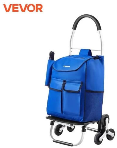 Rumi winkelwagen - boodschappentrolley - winkelwagen - schoudertas - veel opbergvakken - blauwe winkelwagen - 36L opvouwbare winkelwagen