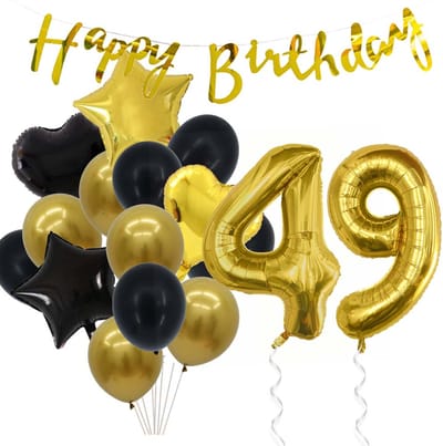 Snoes Ballonnen 49 Jaar Feestpakket – Versiering – Verjaardag Set Goldie Cijferballon 49 Jaar -Heliumballon