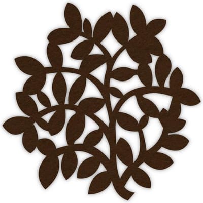 Takjes en bladeren vilt onderzetter - Donkerbruin - 6 stuks - ø 10 cm - Tafeldecoratie - Glas onderzetter - Cadeau - Woondecoratie - Woonkamer - Tafelbescherming - Onderzetters Voor Glazen - Keukenbenodigdheden - Woonaccessoires - Tafelaccessoires