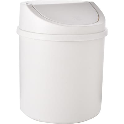 Mini poubelle de bureau, petite poubelle Tube avec couvercle, chambre à coucher, cuisine, poubelle propre, espace de travail, boîte de rangement, bureau à domicile blanc