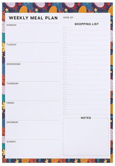 Dailygoods- Maaltijdplanner 60 Vellen - Wekelijkse Menuplanner - Boodschappenlijstblok - Afneembaar - Gezonde Eetgewoonten - Vermindert Voedselverspilling - Weekmenu