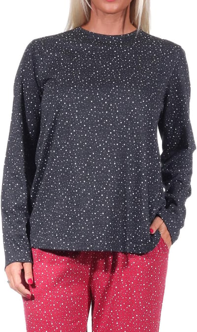 Dames pyjamashirt lange mouw mix & match in polka dots / stippen look - 212 219 90 902