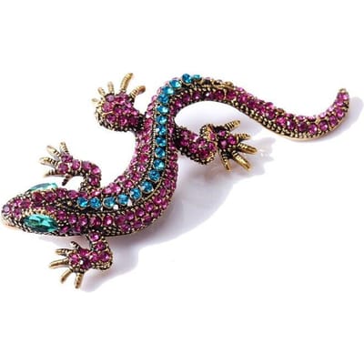 Grappige Hagedis Strass Broche Speld Dames Gecko's Feest Dorcus Speld En Broche Kleding Sieraden Vintage Metaal Brosch gray