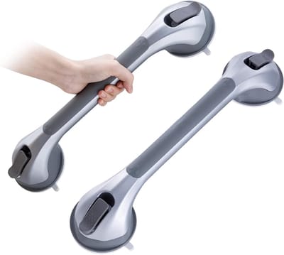 Veilige zuignap handgrepen voor badkamer - 43 cm lange handgrepen voor ouderen, max. 110 kg draagvermogen, 2 stuks voor douche en toiletgebruik