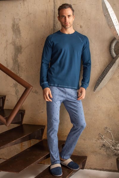 Barandi - Herenpyjama - katoen - Blue Paion