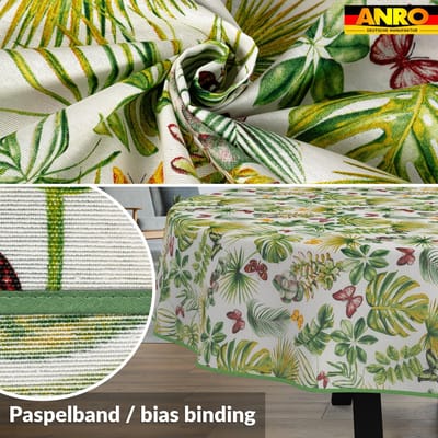 ANRO Tafelkleed Vlinders en bladeren Meerkleurig Ovaal 180x140cm Met sierband Afwasbaar