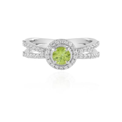 Cavill - Zilveren ring met sfeen 0,477 ct & pavé zirkonia 0,665 ct - 925 sterling zilver platina verguld - Elegante ronde briljantslijping ring