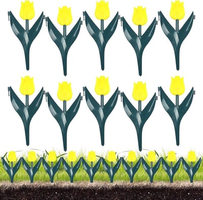 Decoratieve tuinranden - Sierhekwerk set - Bloembedden afbakenen - Eenvoudige installatie - 10 stuks - Geel