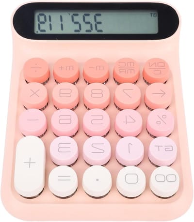 Mechanische Rekenmachine - Desktop Calculator - Dagelijkse Berekeningen - Tactiele Blauwe Schakelaars - 24 Toetsen - Zwart