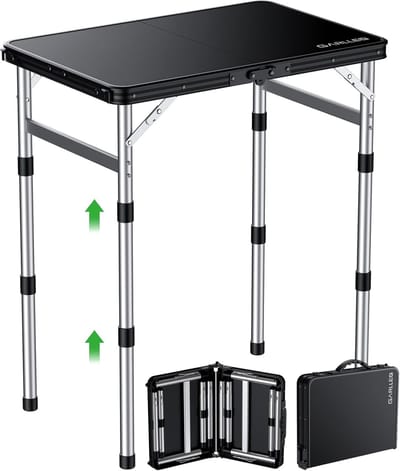 SnelShoppen - Opvouwbare Campingtafel met Waterdicht Tafelblad, 3 Verstelbare Hoogtes, Draagbaar Aluminium Frame, Ideaal voor BBQ, Kamperen, Tuin en B