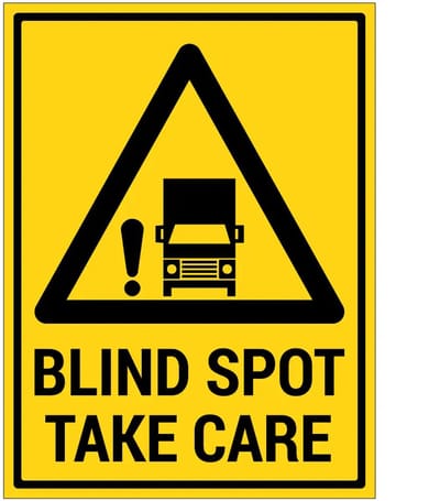Blind spot take care sticker met tekst | 20 x 15 cm