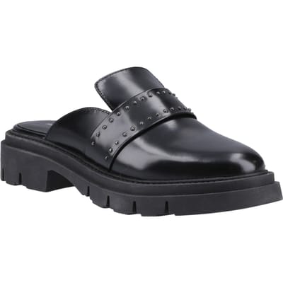 Hush Puppies Nicole Studded Leren Dames Zwarte Muilezels
