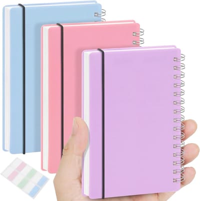Mini Notitieboekjes - Pocket Agenda Schrijfblok - Notities Maken - Waterdichte Hardcover - 3.5 x 5.5 cm - Paars Roze Blauw