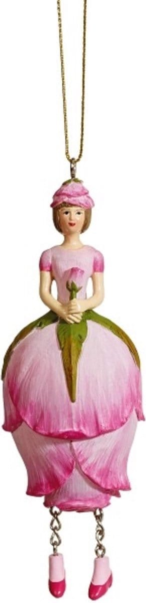 Rozenknop meisje roze hangend 4,5x3x12cm