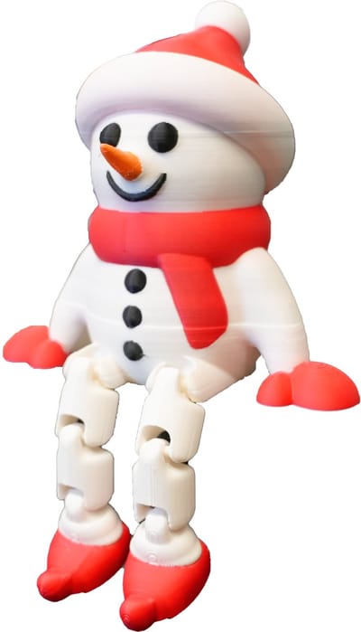Flexibele sneeuwpop beeld – Decoratief object – Rood/ Wit – 3d geprinte object – Winter woondecoratie – 16CM