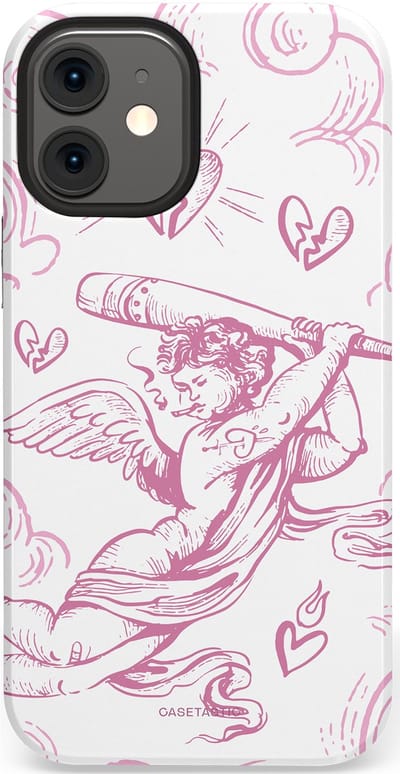Casetastic Hoesje Geschikt voor Apple iPhone 12 Mini - Stijlvolle Beschermende Duo-layer Case - Engel Roze Liefde