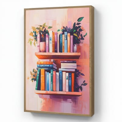 Wandlamp 60x90 cm - Oplaadbaar - Planken - Boeken - Bladeren - Wandlampen binnen woonkamer - Slaapkamer lamp - Decoratieve nachtlamp - Vloerlamp draadloos