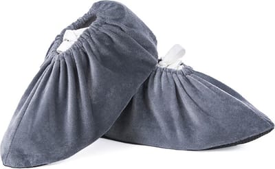 3 paar wasbare overschoenen, herbruikbare antislip overschoenen, superzachte verdikte overschoenen, antislip en slijtvaste binnenvoethoezen voor thuis, computerruimte en dagelijks gebruik (Volwassenen, 36-42) - Volwassen grijs - 31cm