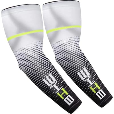 1 Stuks UV Bescherming Armmouwen Reflecterend Nacht Lopen Fietsen Warmers voor Vrouwen Mannen Sport Armbeschermers Zomer Zon Bescherming M white