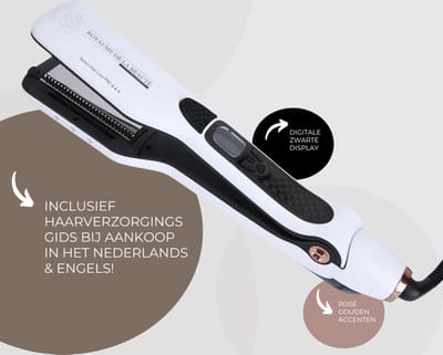 Royaume de la Beauté stoomstijltang Professional | Stoomstijltang | Wit | Zwart | Rosé goud | 150 - 230°C | Toermalijn Keramisch