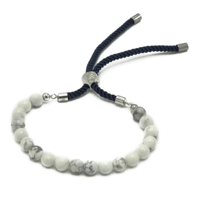925 Zilveren Vergulde Edelsteen Marineblauwe Armband - Witte Howliet