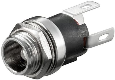 Soldeerbare vrouwelijke DC inbouw-connector 2,5mm voor paneelmontage - gesloten circuit