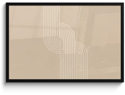 Poster in lijst - Fotolijst 90x60 cm - Posters - Parallelle lijnen - Lichte textuur - Beige - Posterlijst zwart - Decoratie - Wanddecoratie woonkamer - Muurdecoratie slaapkamer