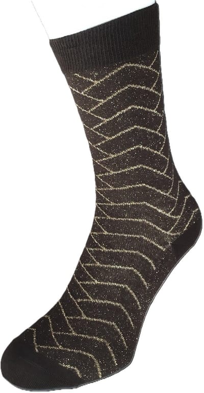 Bonnie Doon Katoenen Dames Sock met subtiel Glitter van zachte Lurex in vlecht patroon Donker Bruint maat 36/42 - bruine dames sokken -ton sur ton glitter - feestelijk - chique - casual - gladde teennaad - Katoen - Comfortabel - Brown - BP251101.161