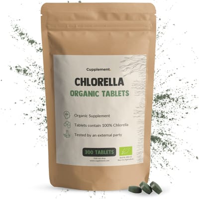 Cupplement Chlorella 3000 mg per dagdosering Biologisch 300 Tabletten - Algen - Spirulina tabletten - Chlorophyll - Vegan - Zonder toevoegingen - Lab getest - 75 dagen per zakje