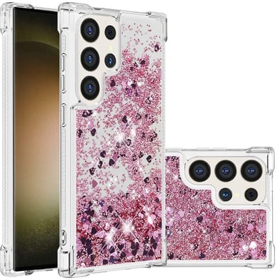 Coverup Hoesje - Geschikt voor Samsung Galaxy S25 Ultra Hoesje - Coverup Liquid Glitter Back Cover - Rose Gold