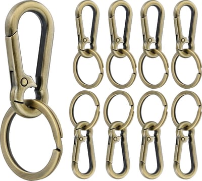 8 Stuks Karabijnhaak Sleutelhangers - Antiek Brons - Musketonhaak met Sleutelringen voor Volwassenen - Mini Musketon en ringetjes - Auto Klein Carabiner Sleutel Hanger, Houder - Karabijn haak ringen - Keychain Karabijnsluiting