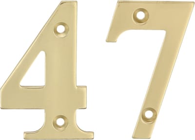AMIG Huisnummer 47 - massief messing - 10cm - incl. bijpassende schroeven - gepolijst - goudkleur