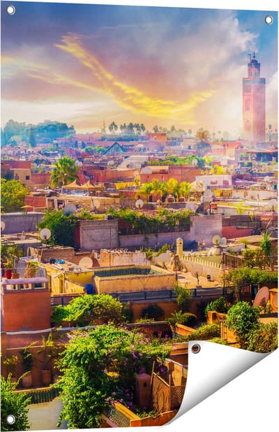 Gards Tuinposter Medina van Marrakesh in Marokko - 60x80 cm - Tuindoek - Tuindecoratie - Wanddecoratie buiten - Tuinschilderij