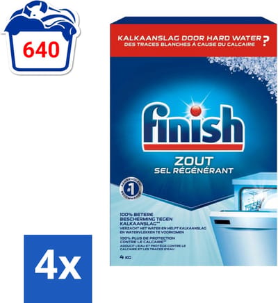 Finish Vaatwasmachine Zout 4 kg - Voordeelverpakking - 4 stuks