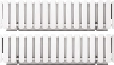 Prosperplast Plantenbak/bloembak Fence look - 2x - kunststof - parel wit - 58 x 18 x 16 cm