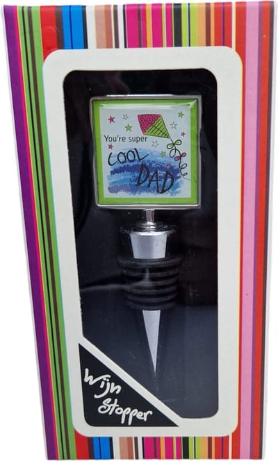 Wijnstopper - afsluiter - wijn stopper - grappig - " you're super cool dad" - kurk - cadeau - presentje