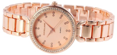 EXCELLANC dameshorloge metaal met metalen armband en kristalbezetting