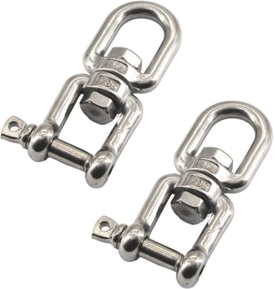 Dailygoods- Swivel Ring 2 Stuks - M10 Beugel - 360° Draaibaar - Roestvrij Staal - Max Belasting 870KG - Corrosiewerend en Duurzaam - Oogring