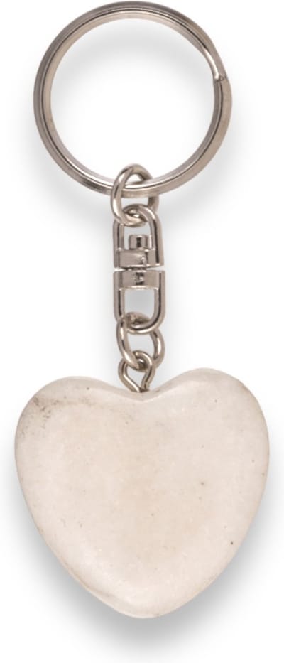 Sleutelhanger Hartje van Steen Beige/Wit