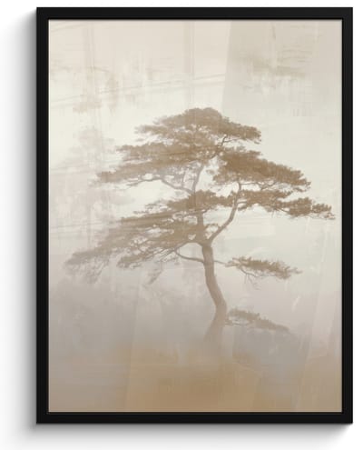 Poster in lijst - Fotolijst 60x80 cm - Posters - Boom - Oosterse stijl - Landschap - Posterlijst zwart - Decoratie - Wanddecoratie woonkamer - Muurdecoratie slaapkamer