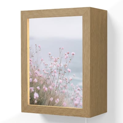 Wandlamp 15x20 cm - Oplaadbaar - Klif - Bloemen - Zee - Roze - Wandlampen binnen woonkamer - Slaapkamer lamp met kabel - Decoratieve nachtlamp - Vloerlamp snoer