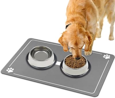 Cosensi - Pet Feeding Mat - Super Absorbent - Vloermat voor Huisdieren - Lichtgrijs - Rubber Non-Slip Bottom - Geschikt voor Honden en Katten - 40 ...