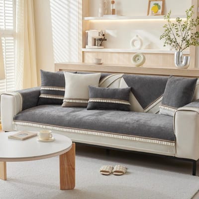 Chenille Sofakussen, Universeel Antislip Kussen voor Alle Seizoenen, Scandinavische Licht Luxe Leren Sofa Hoes, Nieuwe Hoesdoek 70*70cm